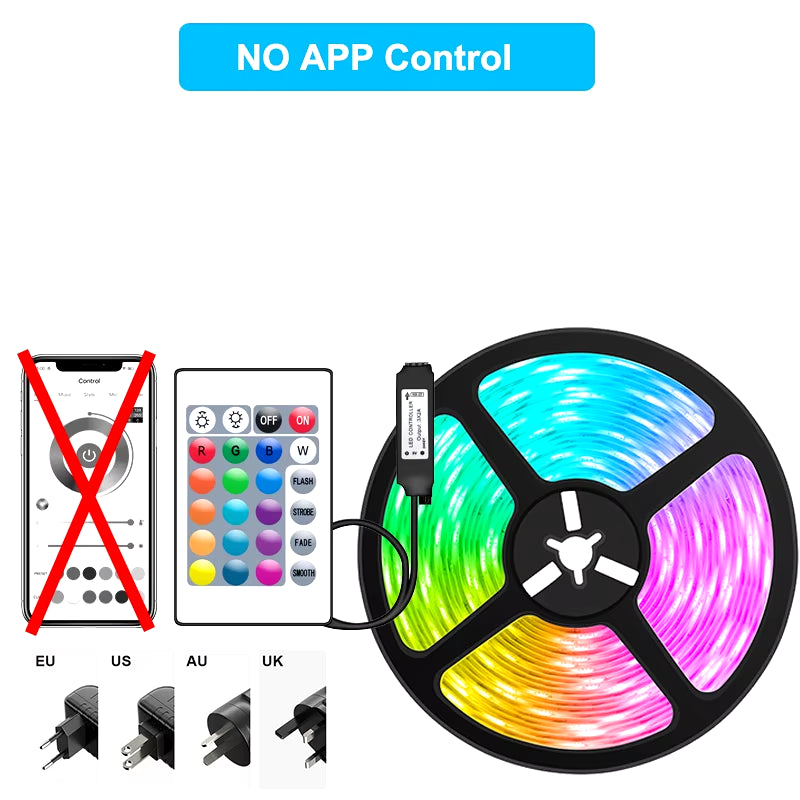 Bluetooth Wifi APP Controller LED Strip Lights RGB 5050 SMD Flexible Ribbon USB LED Light with Power Adapt Tape Diode